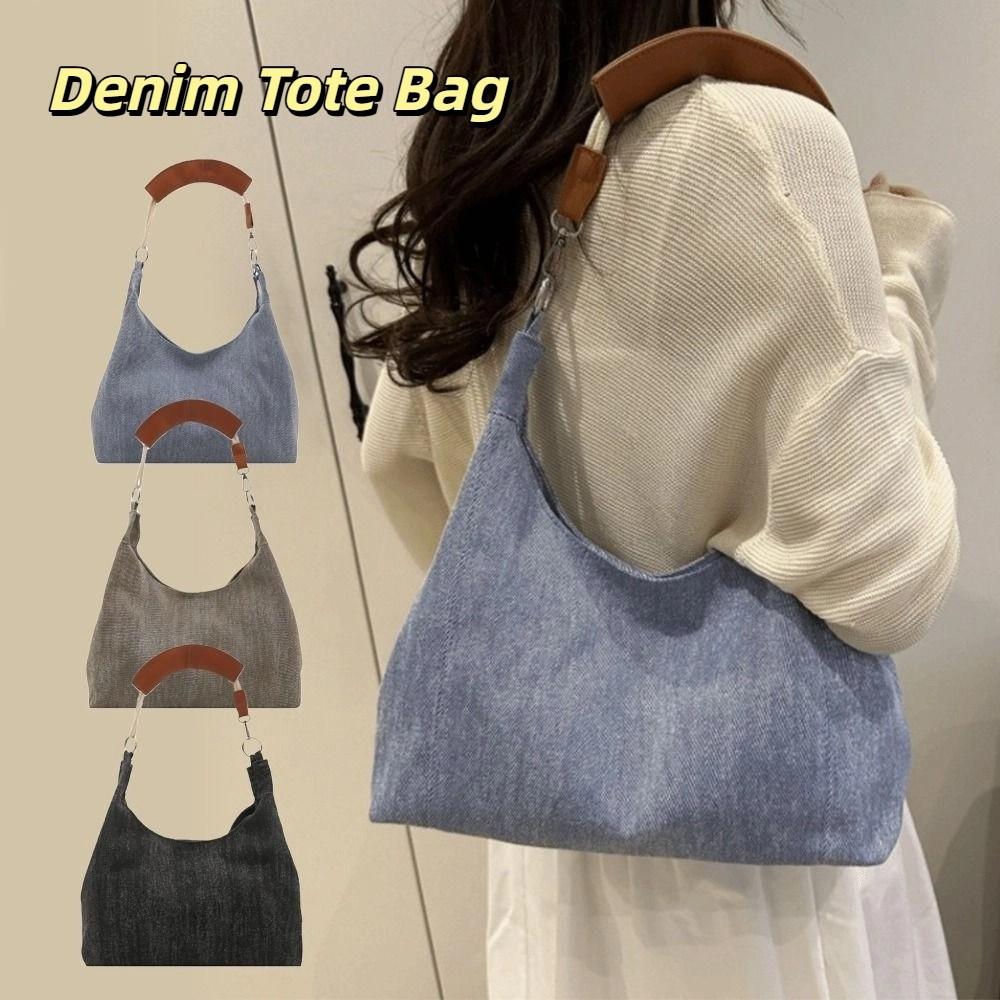 Vintage Denim Shoulder Bag Y2k Women Handbags Fashion Denim Tote Bags  Work Bag