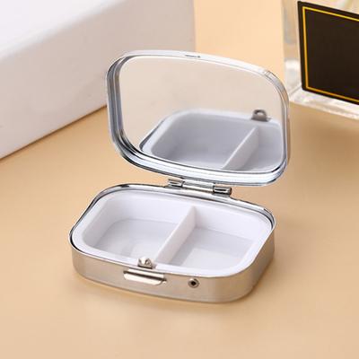 Pill Box with Hinged Lid 2 Compartments Tablet Holder Portable Jewelry