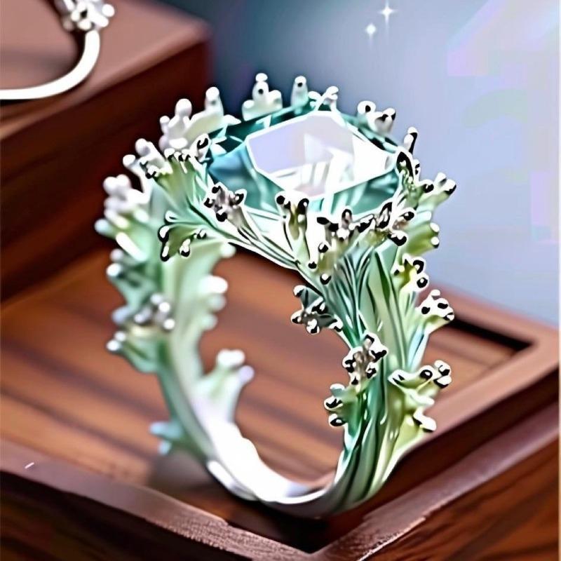 Ozean Koralle Unregelmäßiger Emaille Ring Temperament Persönlichkeit Mode Ring