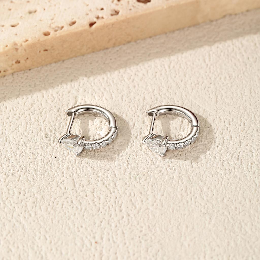 MODIAN D Moissanite Ear Buckle 925 Sliver Sparkling Lab Diamond Water Drop Hoop Earrings For Women Fine Jewelry