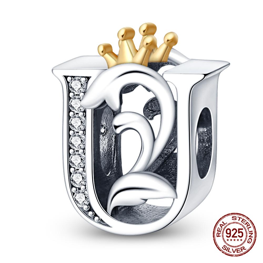 Classic Crown 26 Letters A-Z Copper Charms Fitoriginal Bracelets Diy Jewelry Making For Women Gift