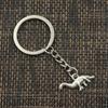 Fashion 30mm Key Ring Metal Key Chain Keychain Jewelry Antique Bronze Silver Color Plated Dinosaur Brontosaurus 27x12mm Pendant