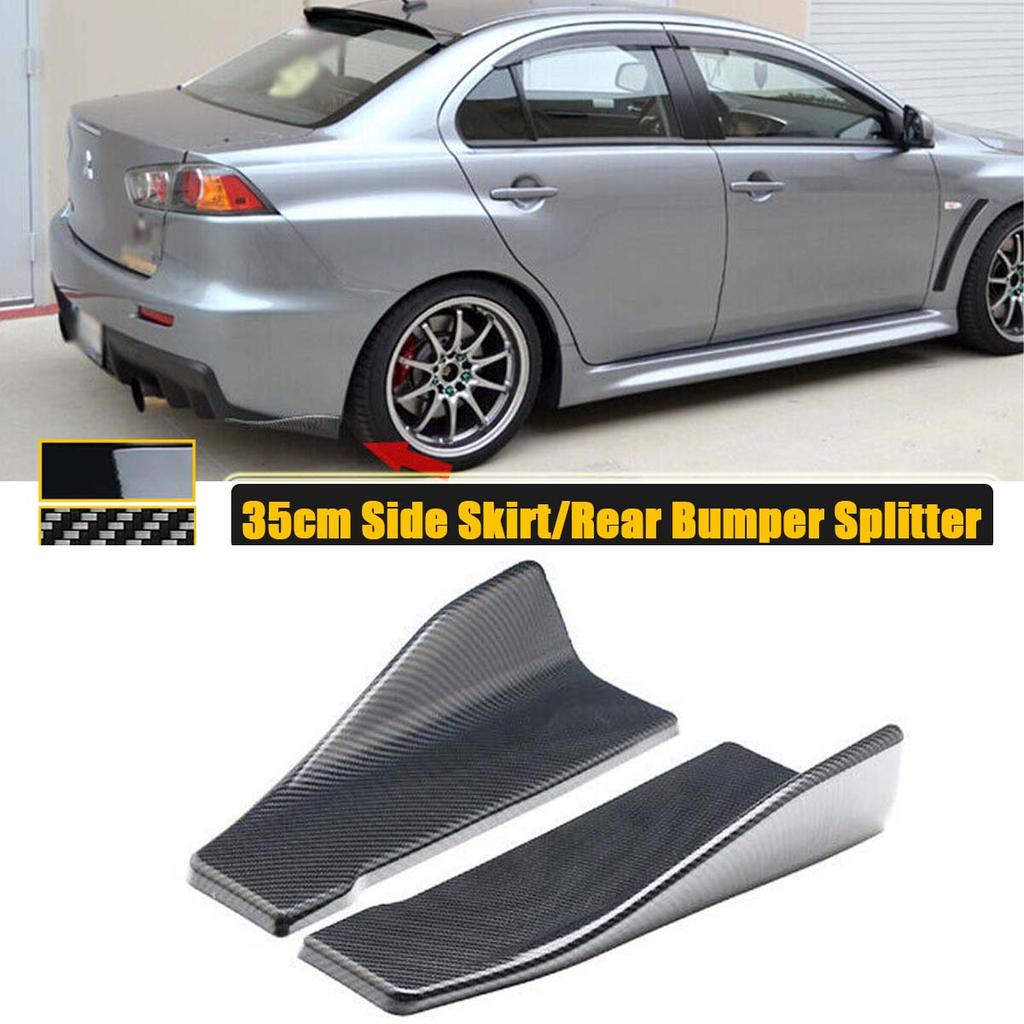 35cm Side Skirt Extension Rear Splitter Winglet Aprons Guards Universal For 2008-2017 Mitsubishi Lancer EVO 10 Car