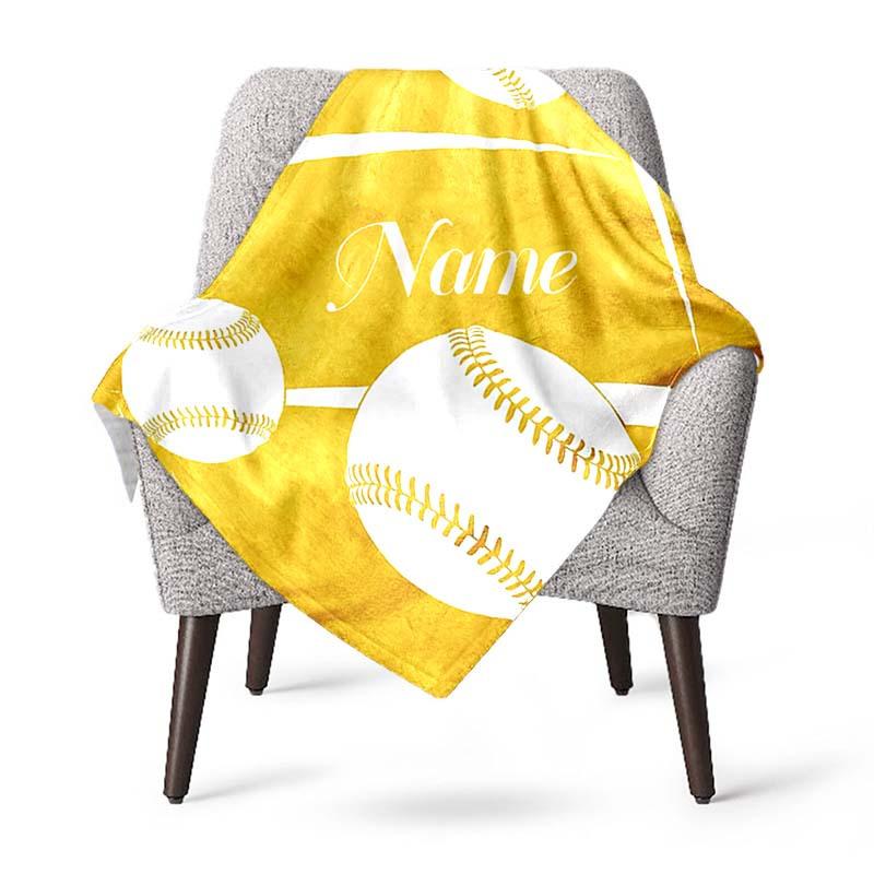 Yellow Ball Customize Your Name Blanket Used For Chair Office Sofa Bed Camping Soft And Warm Giving Friends And Relatives Birthday Graduation Gift