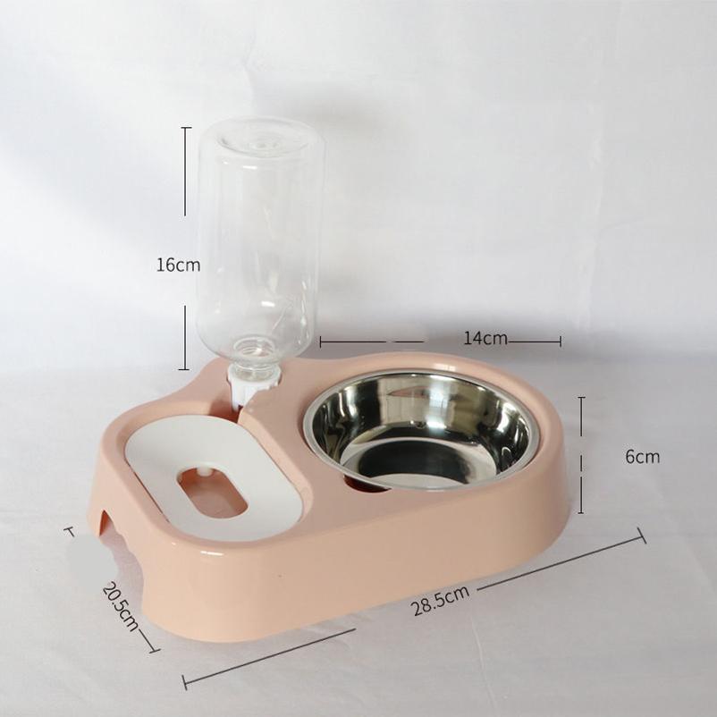 

Pet cat bowl Automatic drinking water feeder anti-upset Stainless steel dog bowl Cat dog food bowl Pet supplies розовый