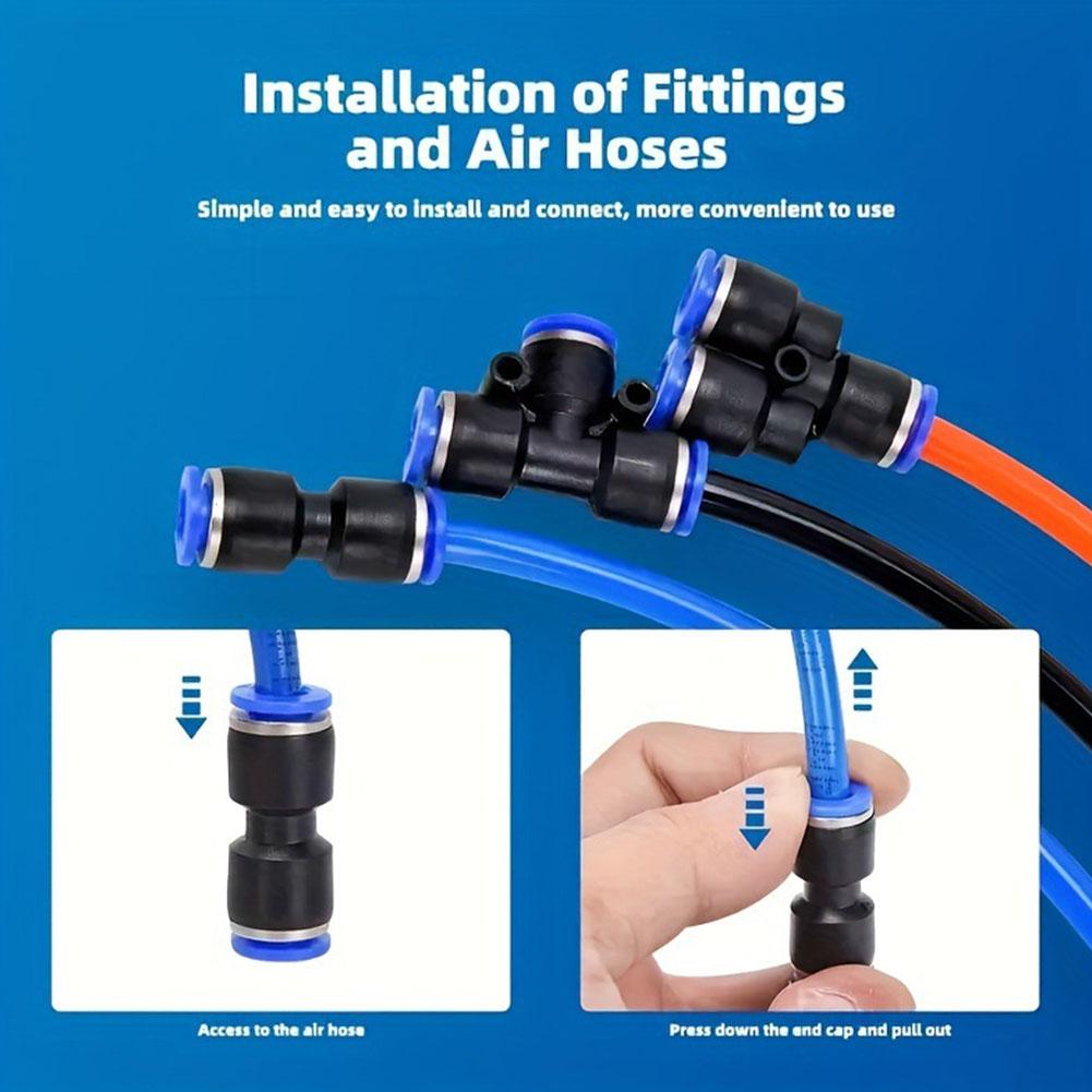 40Pcs/60pcs 1Box 1/4" OD PU/PY/PE/PL Kit Pneumatic Air Fittings Hose Connector Quick Release Connector