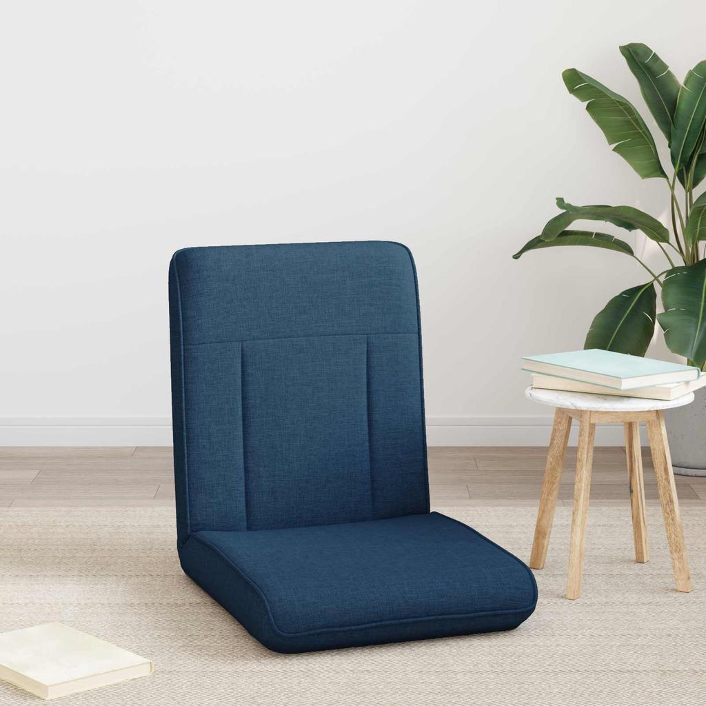 Adjustable Footstool Blue Fabric