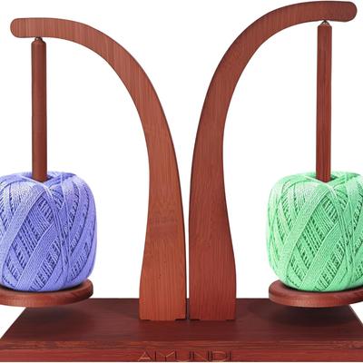 Wooden Yarn Holder for Knitters & Crocheters, Magnetic Yarn Ball Holder Spinner with Anti-Slip Base