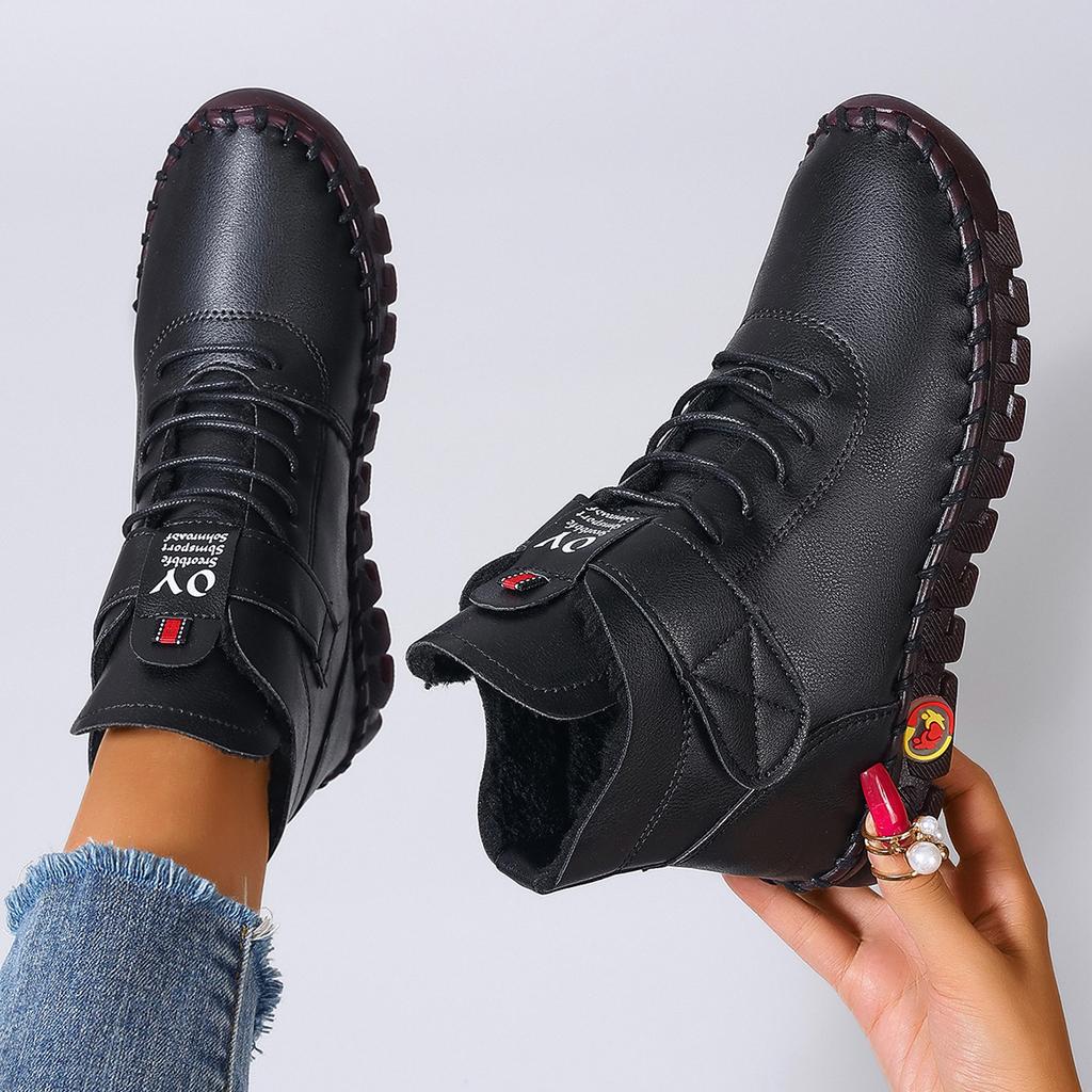 Fashion Women Boots Fashion Handmade Cotton Shoes Women Luxury Casual Thickened Warm Mom Shoes Solid Soft Comfortable Flat Ankle Boots