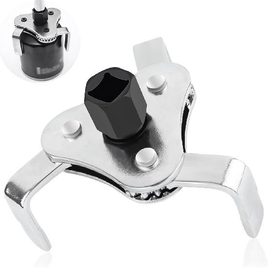 Carleef Adjustable Oil Filter Wrench Tool,3 Jaw 2 Way Oil Filter Remover Tool From 2-1/2 Inch To 4.5 Inch,Universal Car Accessories Oil Filter Tool