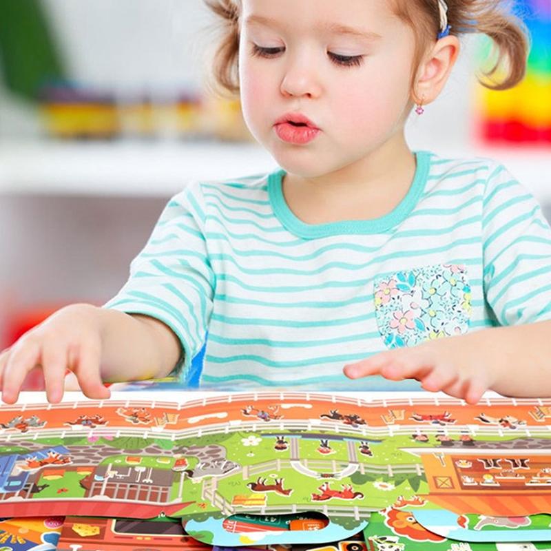 Children Diy Sticker Book Bubble Scene Sticker Jelly Paste Toy Kids Portable Reusable Quiet Busy Paste A Book