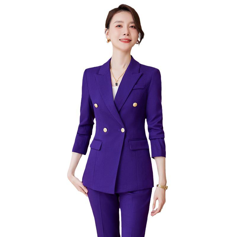 Women's Professional Black Suit Set for Interviews and Work - Formal Spring/Autumn Style