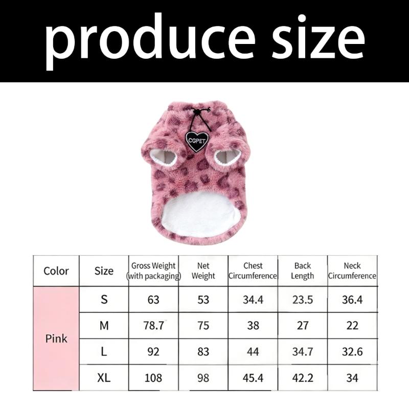 Soft Plush Cats Sweater Leopards Pattern Pet Outfit for Gentle Wear and Winter Warmth Protecting