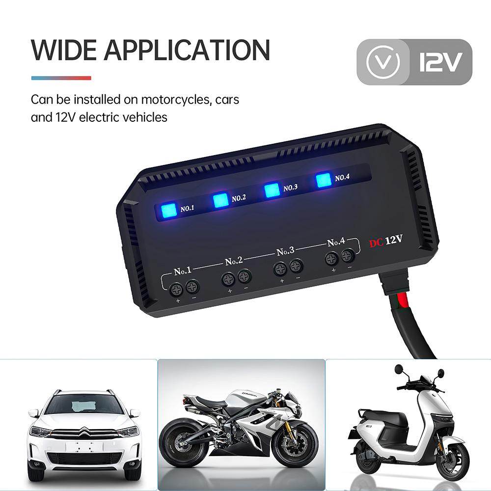 Scatola Fusibili e Relè a 4 Vie Cablaggio Rapido 12V 20A con Luce Indicatrice LED per Accessori Resistenti al Calore per Motocicletta Auto