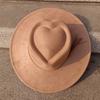 Heart Vegan Suede Hat Blank with Logo Engraving  Autumn/Winter Hats for Men and Women Hat for Burning Heart Wide Brim Hat