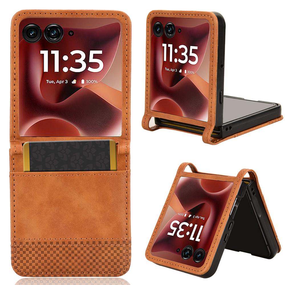 

Чехол-книжка для Motorola Razr 60 Ultra Кожаный чехол [Flip Vintage Leather] Кошелек Противоударный Прочный Ретро Чехол для телефона Motorola Razr 60 Ultra коричневый