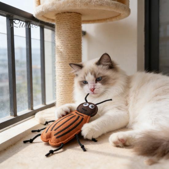 Durable Cat Toy Plush Cockroach Chew Interactive Catnip Self Play Realistic Shaped Felt for Indoor Cats Kittens Hunting Instinct