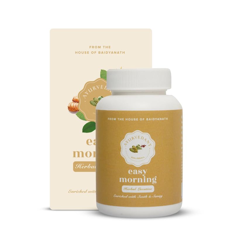 

Ayurvedant Easy Morning Tablets For Constipation Relief, Digestion Support & Healthy Bowel Movement (60 Tablets Natural Herbal Supplement)