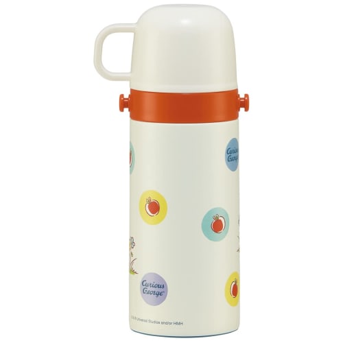 Skater 2WAY Straw with Cup Stainless Steel Kids Water Bottle 350ml Curious George Boys SKCP3-A