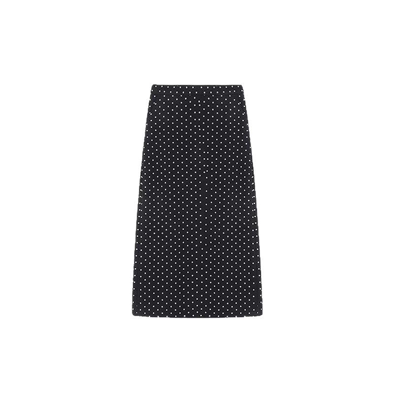 2025 Autumn Women's Plus Size High Waist Polka Dot A-Line Midi Skirt