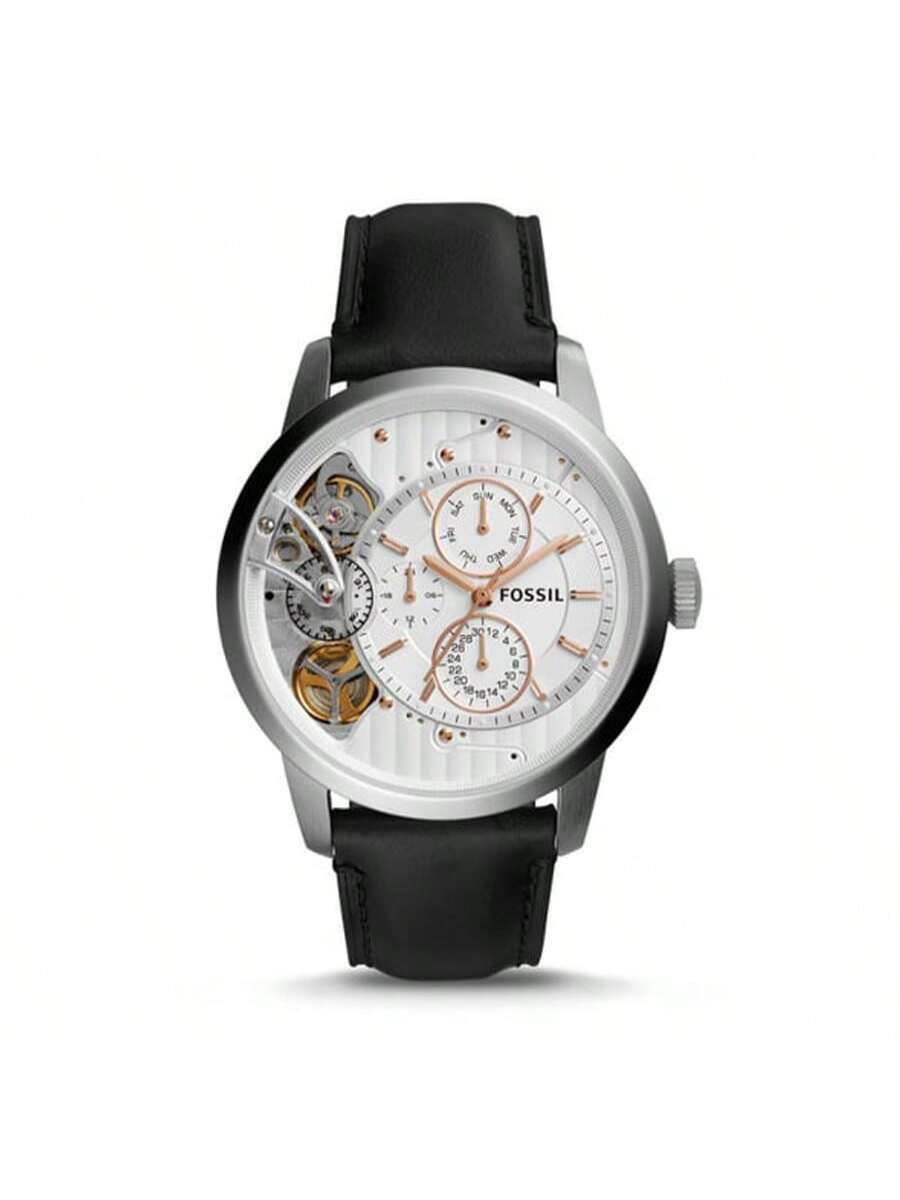 

Мужские кварцевые часы Fossil с кожаным ремешком, трехстрелочные, с корпусом из нержавеющей стали и устойчивым к царапинам стеклом, ME1164 чёрный