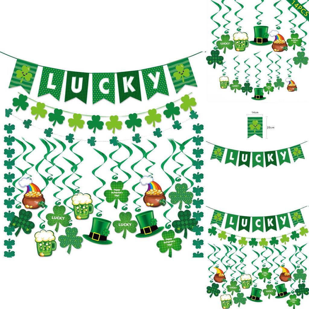 St.patrick's Day Party Supplies Clover Flag Ball Bar Bar Atmosphere Decorations