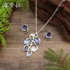 New Enamel Geometric Petal Stud Earrings Pendant Set, Women's Fashion High-end Flower Necklace