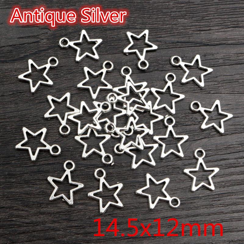 

100pcs Charms Star Heart Pendants Antique Pendant fit,Vintage Tibetan Bronze Gold Silver color,DIY For Bracelet Necklace
