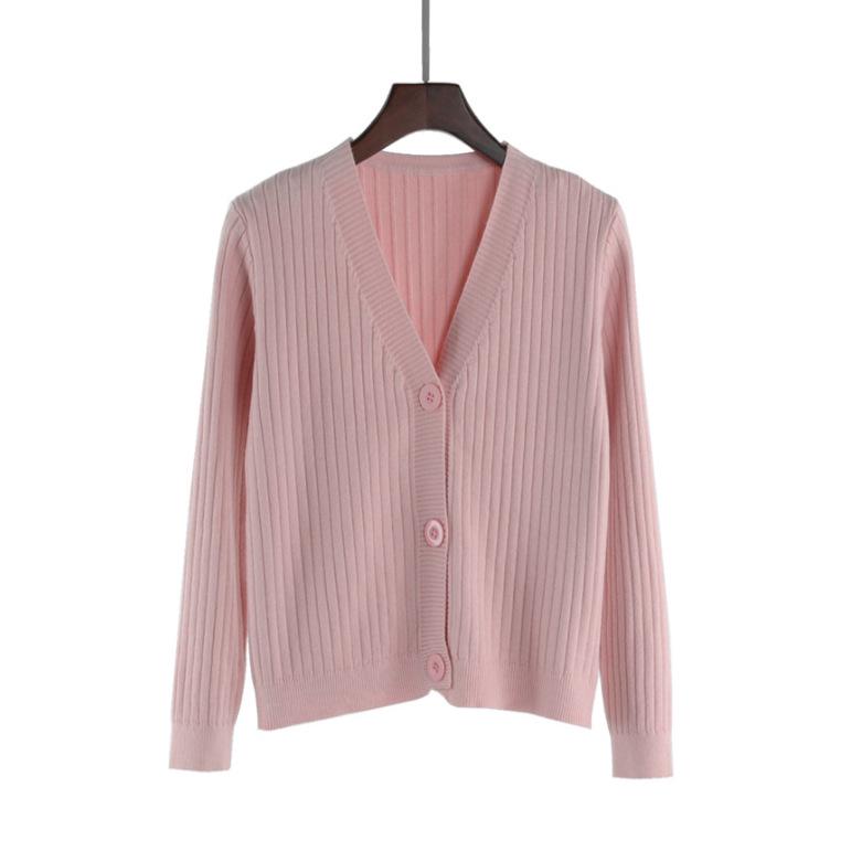 

Women s Retro Chic V-Neck Knitted Cardigan - Autumn Style, Long Sleeve, Versatile, Short Jacket One Size