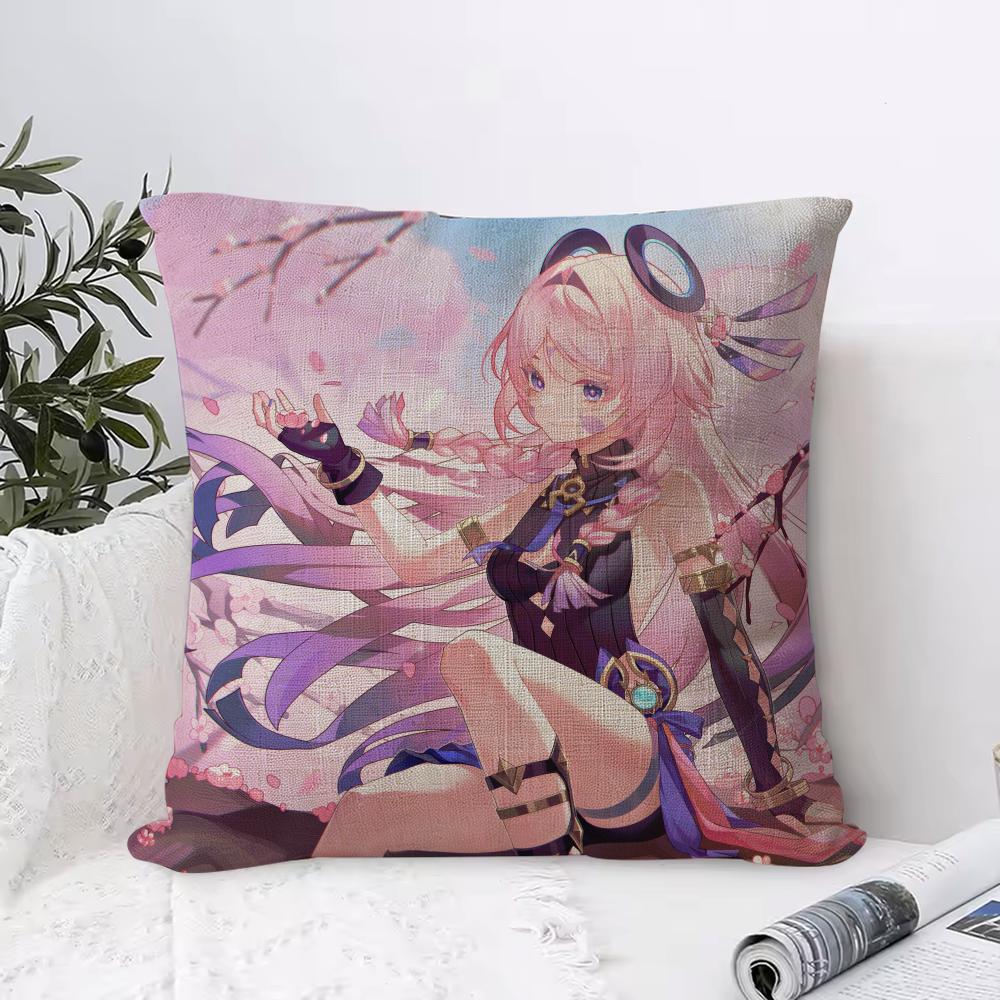 Genshin Impact Citlali Cushion Cover Eco Linen Pillow Case DoubleSided Print Breathable Durable Zipper Home Decor Gift
