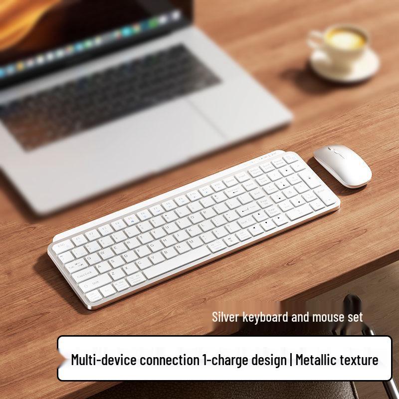 Thin Dual-Mode Wireless Bluetooth Keyboard & Mouse Set for MacBook, Laptop, Phone, iMac