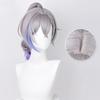 Peruka Cosplay Silver Wolf Honkai Star Rail Srebrnoszara Niebieska Fioletowa Gradient Odporna na Ciepło Włosy Syntetyczne Peruki do Gry Anime + Czepek na Perukę