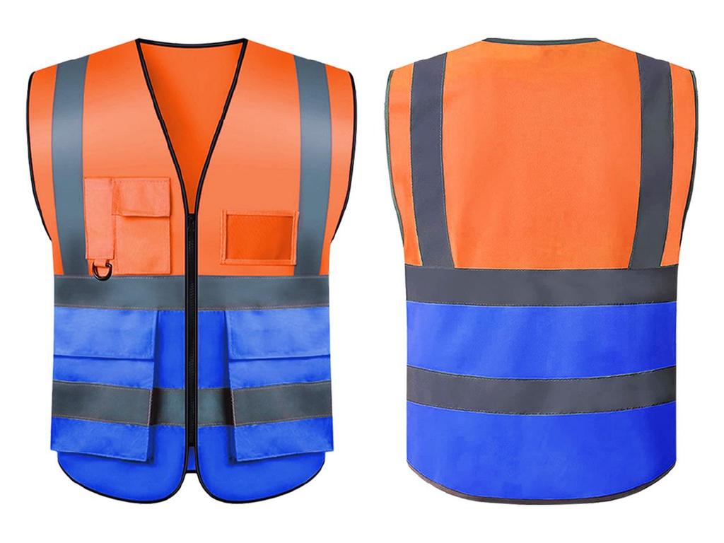 Multi-Pocket Reflective Vest for Sanitation & Construction with Printing