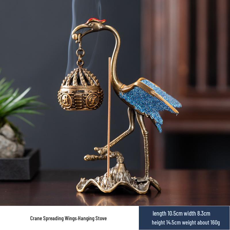 Creative Crane Lotus Hanging Incense Burner - Zen Tea Ceremony Home Decor.