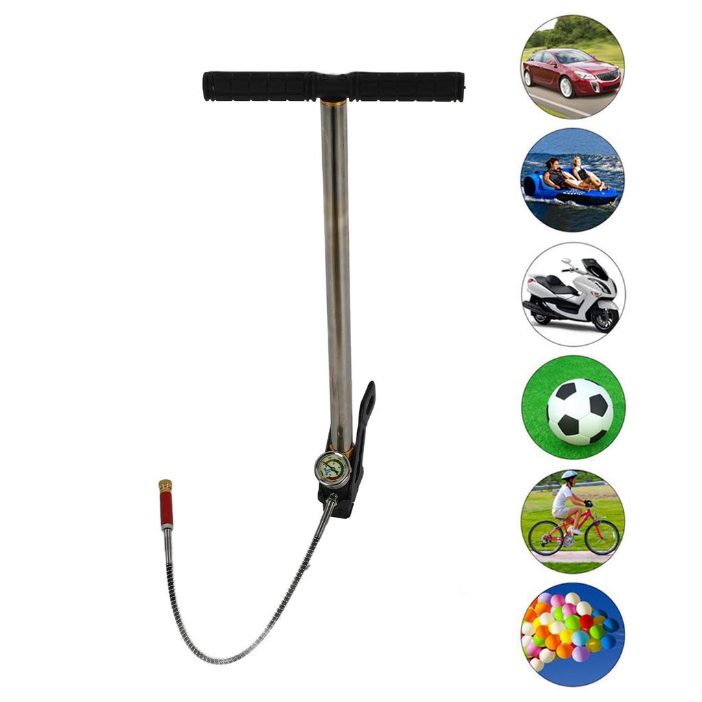 New 3 Stage Air Rifle Gun Hand Pump Stirrup Charging Gas Filter Gauge Valve Hose