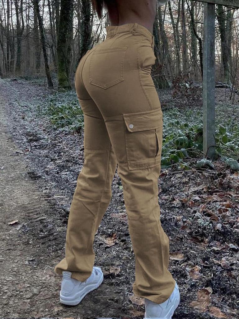 European and American Retro Women's Casual Multi-Pocket Straight Leg Trousers - Spring/Summer Collection 8069