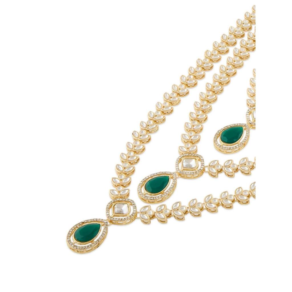 Zielony Błyszczący Kamień Austriackie Diamenty Ozdobiony Warstwowy Naszyjnik i Kolczyki Zestaw Dla Kobiet