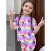 K-Pop-Cartoon-Grafik-T-Shirt- und Hosen-Set für Mädchen, Sommerkleidung für Mädchen, süßes Kurzarm-Set, Kinder-T-Shirt- und Shorts-Set