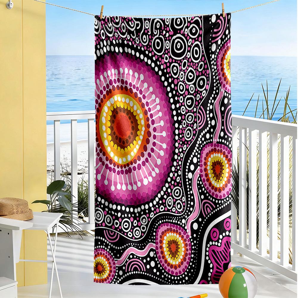 Australian Aboriginal Style Beach Towel Quick-Dry Soft Microfiber Comfortable Lightweight