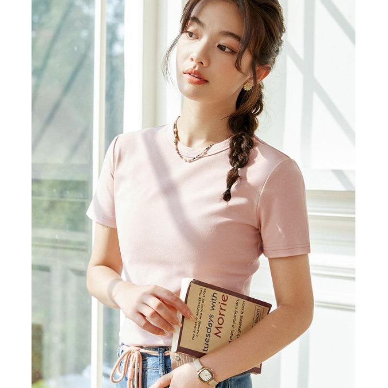 High-quality short-sleeved T-shirt women s summer new slim-fitting and thin versatile top S