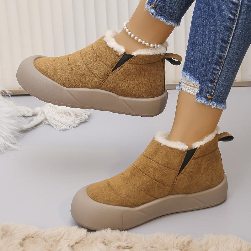 Women's Korean Style Thick-Soled Bread Shoes – Fleece-Lined, Plush, Warm Snow Boots, Lazy Cotton-Padded Loafers for Winter