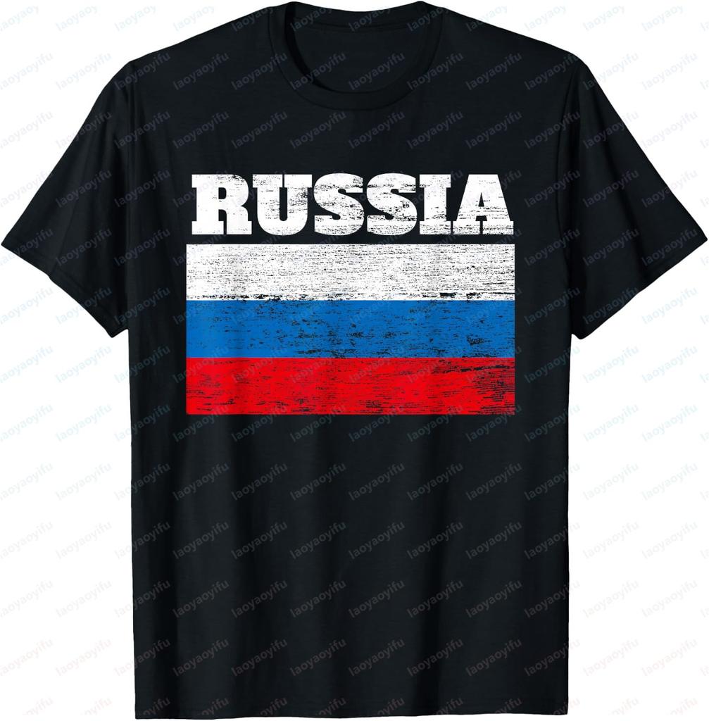 Russia Flag Design Graphic Printed Unisex Unisex TShirt Vintage Style 80s 90s Casual Fashion Loose T Shirt Short Sleeve Soft Tees