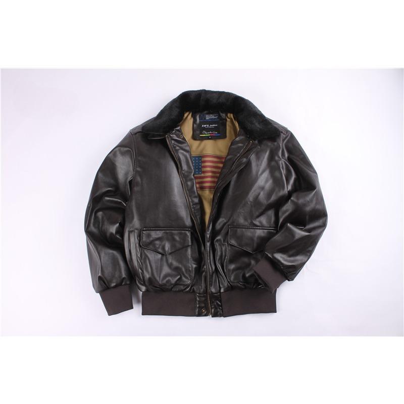 

Меховая цельная куртка для пилота из кожи для мужчин и женщин с меховым воротником для мотоциклистов M коричневый