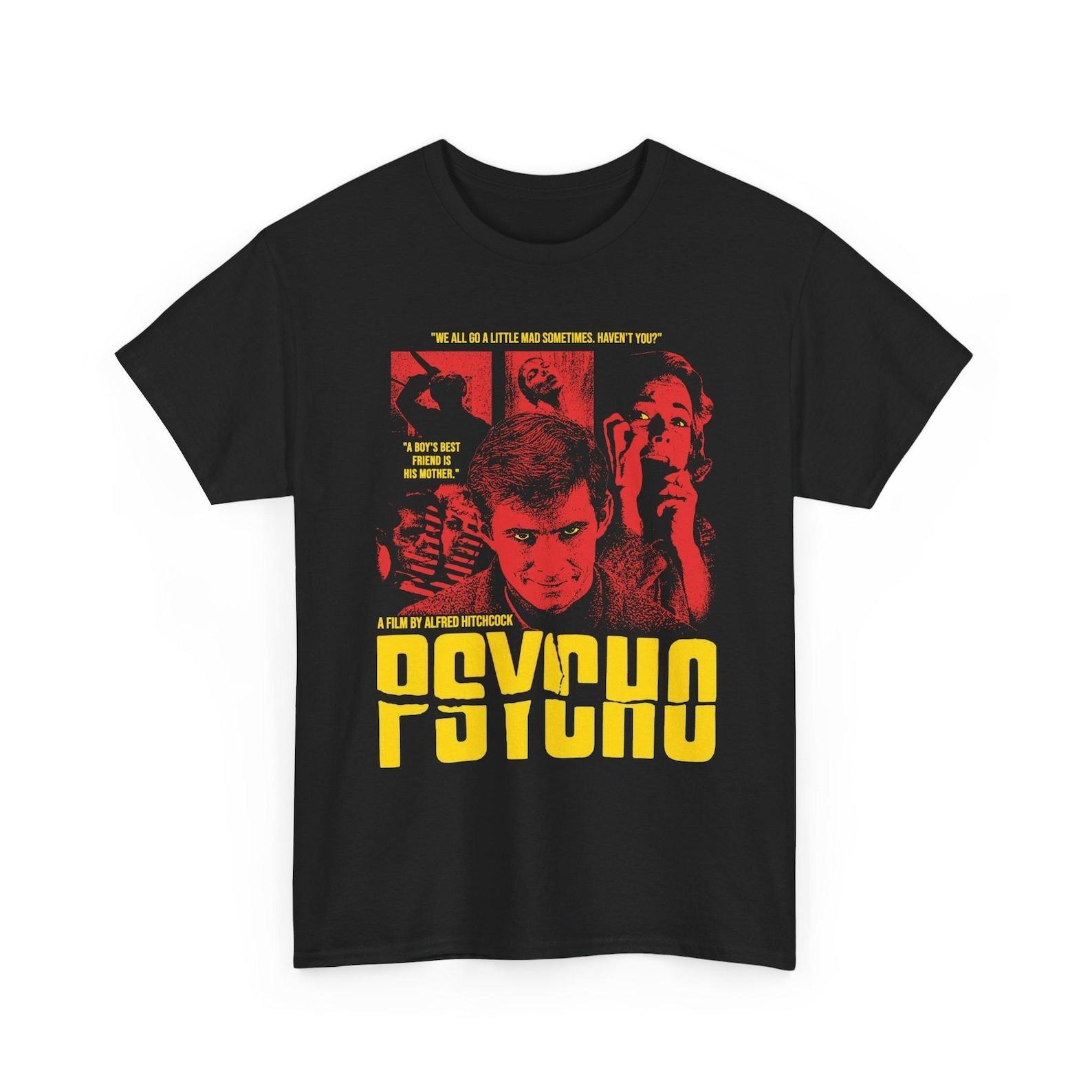 Psycho Movie T-Shirt Alfred Hitchcock Classic Film Graphic Tee Vintage Horror XXXL