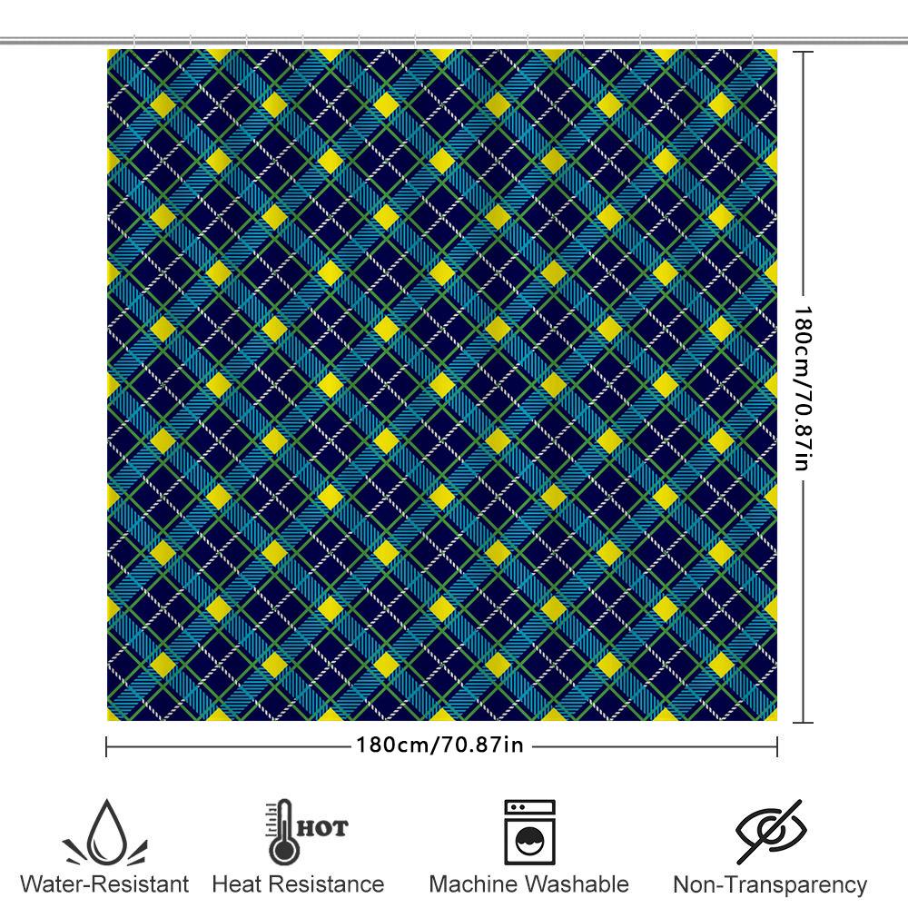 Classic Plaid Shower Curtain Waterproof Fabric Large Size Bathroom Decoration