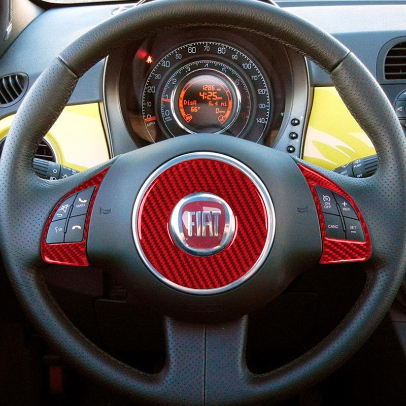 Suitable for 12-15 Fiat 500 car interior modified carbon fiber steering wheel set decoration stickers