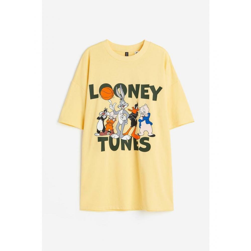 

Футболка оверсайз с принтом H&M Желтая Looney Tunes 1162785030