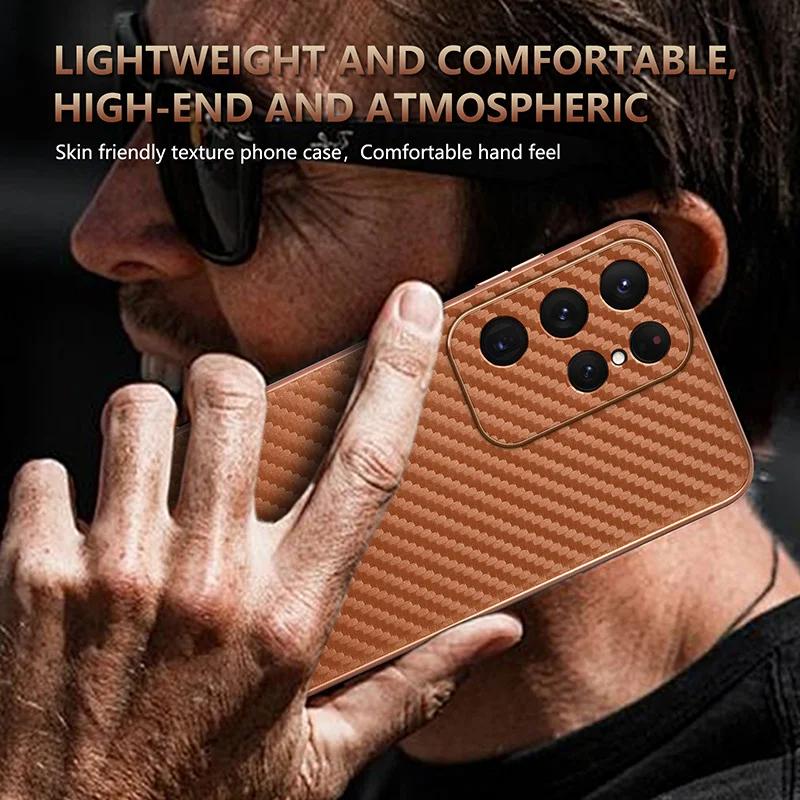 Carbon Fiber Pattern Leather Case for Samsung Galaxy S26 S25 Edge S24 Ultra S23 S21 FE S22 Plus A17 A37 A57 A56 A36 Phone Cover