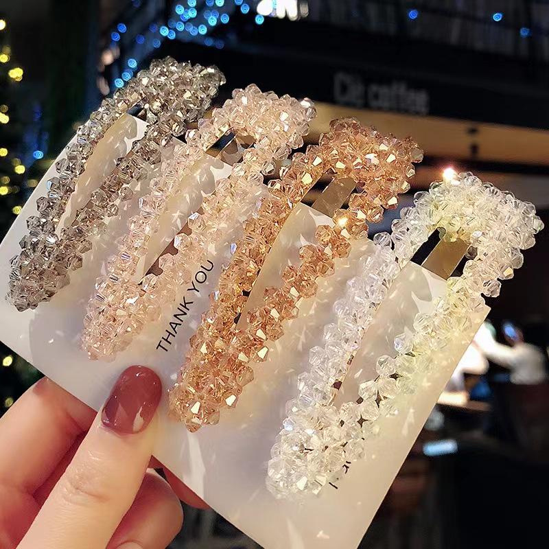 Korean Rhinestone Diamond-Edge Hairpin for Women: Stylish One-Word Clip for Bangs and Side Hair