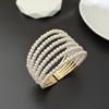 Elegant Multi-layer Pearl & Rhinestone Bangle Bracelet for Brides